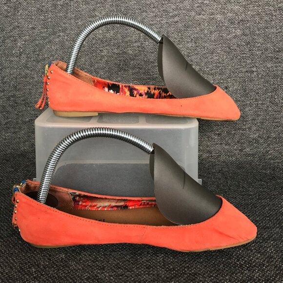 Madden Girl Harmonee Coral Canvas Slip On Ballet Flats Zip Back Gold Studs Sz 6 - Picture 3 of 8